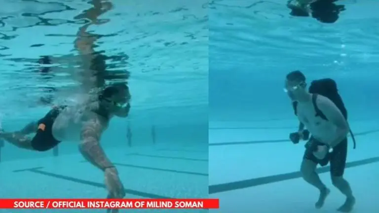 Milind Soman shares video of underwater workout, asks 'what will be the new normal?' Milind Soman