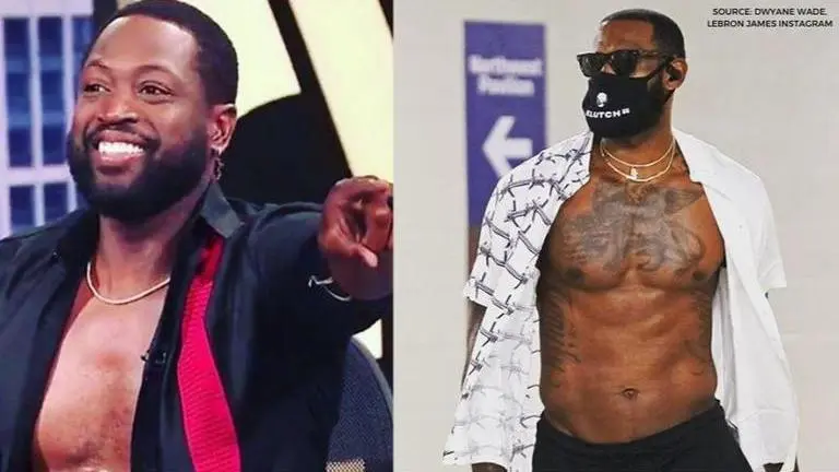 Dwyane Wade pokes fun at LeBron's bare-chested Miami-style pregame outfit on national TV dwyane wade