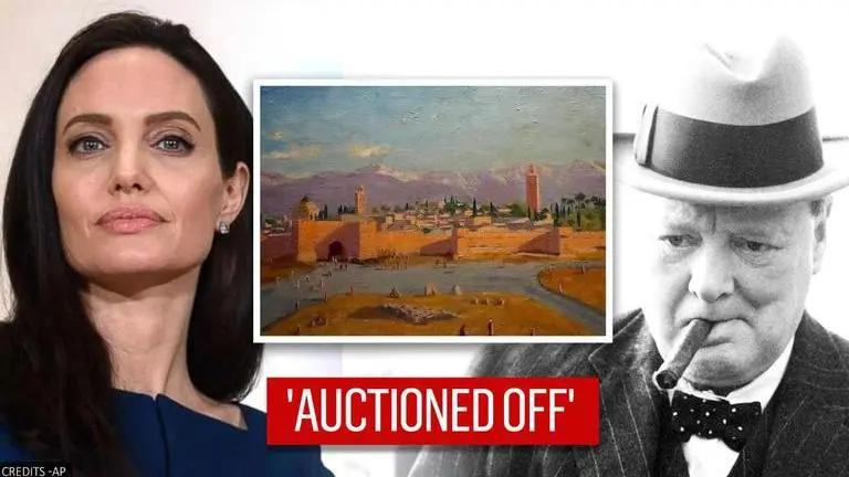 Angelina Jolie's sells off a rare Winston Churchill painting set a new auction record