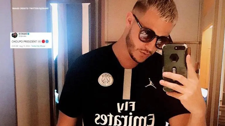 DJ Snake celebrates Stoke City flop Choupo-Moting's winner to send PSG into CL semis atalanta vs psg