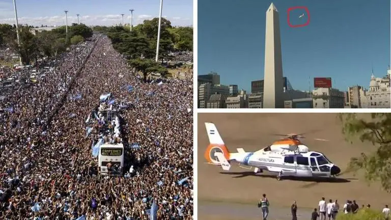 Lionel Messi evacuated by a helicopter after millions throng Argentina's WC victory parade Lionel Messi