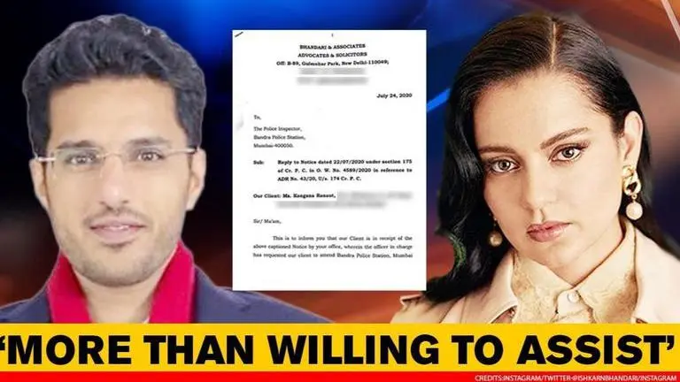 Kangana's lawyer Ishkaran requests Sushant case questioning in Manali or via e-mail Kangana Ranaut
