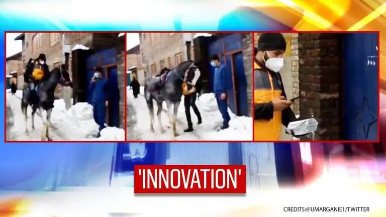 Kashmir: Man arrives on horseback to deliver parcel as snow blocks roads, Amazon responds Kashmir