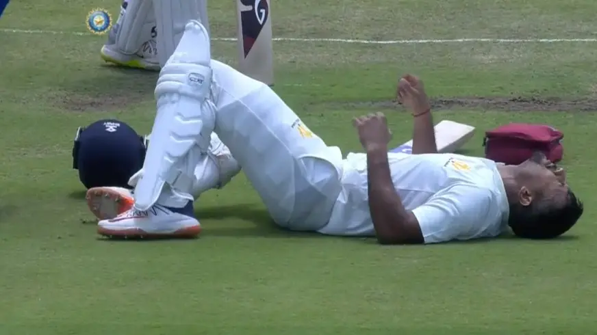 Mayank Agarwal struck by Shivam Mavi's ball