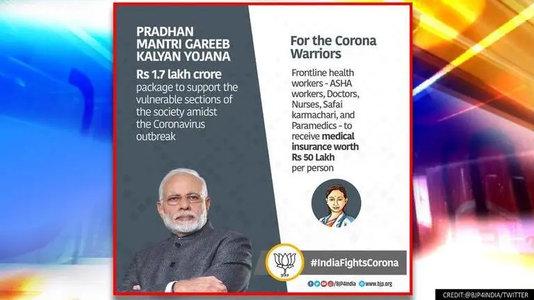 Centre to bring new insurance cover under PM Garib Kalyan Yojana for 'Corona warriors' Credit: @BJP4INDIA/TWITTER