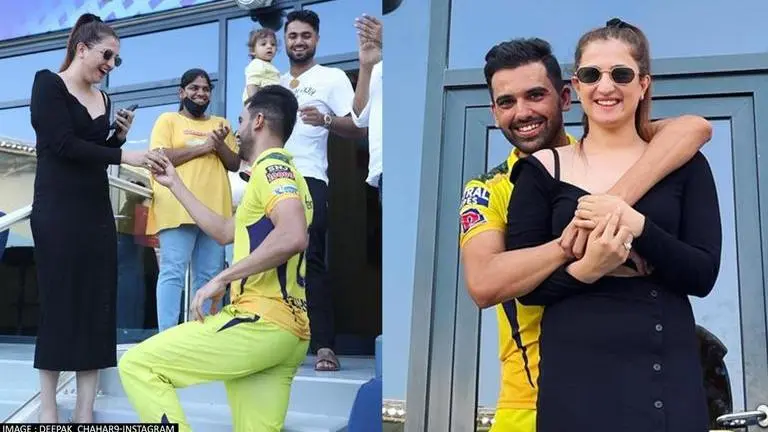 IPL 2021: Deepak Chahar proposes to girlfriend during CSK vs PBKS match; WATCH Deepak Chahar, Deepak Chahar girlfriend, Deepak Chahar proposes on live TV, Deepak Chahar girlfriend name, IPL, CSK vs PBKS, IPL 2021