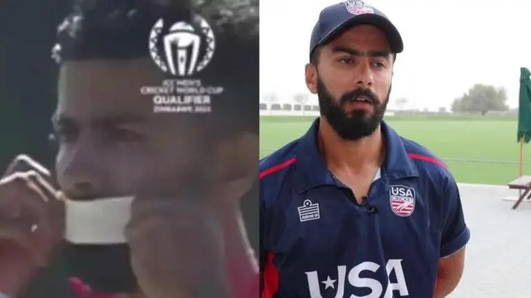 Ali Khan recreates Kieron Pollard's iconic tape gesture during World Cup qualifiers- WATCH Ali Khan