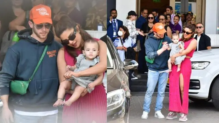 Priyanka Chopra-Nick Jonas arrive in Mumbai, snapped with daughter Malti Marie | Photos priyanka chopra