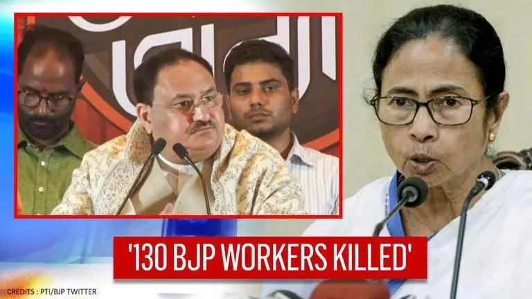 Nadda lambasts Trinamool; says '130 BJP workers killed' at end of 1-day Bengal visit JP Nadda