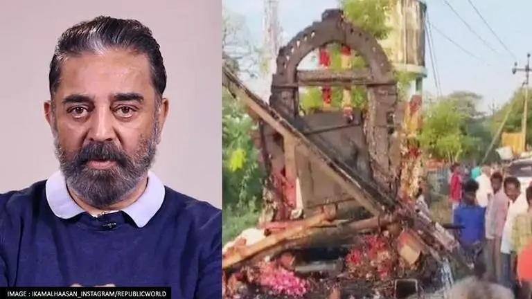 Thanjavur tragedy: Kamal Haasan extends condolences to kin of deceased; 'Heartbroken' Thanjavur tragedy, kamal haasan, thanjavur electrocution, kamal haasan photos, kalimedu temple procession