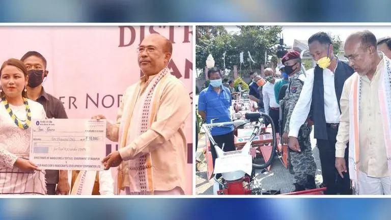 Manipur CM distributes agriculture machinery among farmers, financial aid to artisans Manipur CM distributes agriculture machinery, equipment to farmers under SMAM scheme