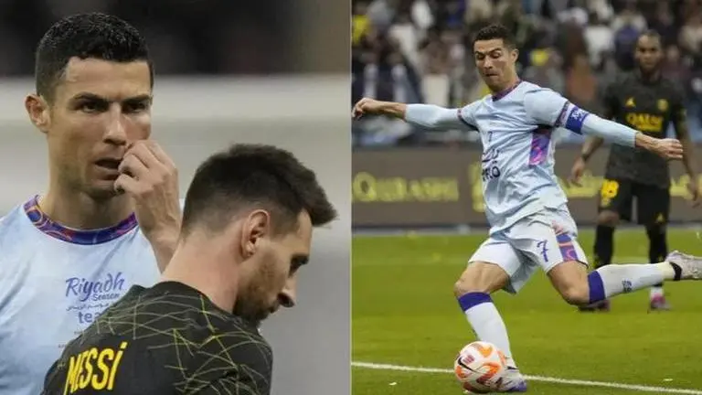 Bruised Ronaldo scores twice for Riyadh XI but Messi's PSG wins hybrid friendly by 5-4 Bruised Ronaldo scores twice for Riyadh XI but Messi's PSG wins hybrid friendly by 5-4