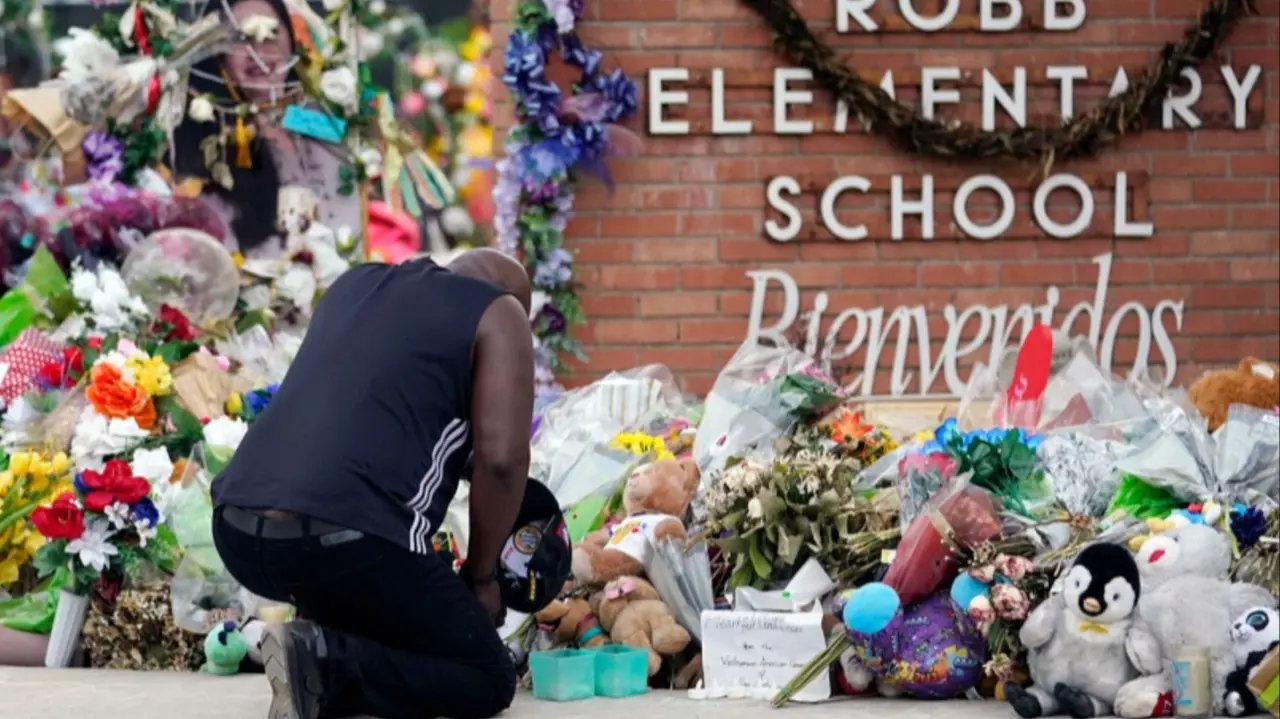 Uvalde School Shooting: Families of Victims Sue 'Call Of Duty' Maker, Meta and Gun Company A memorial at Robb Elementary School in Texas.
