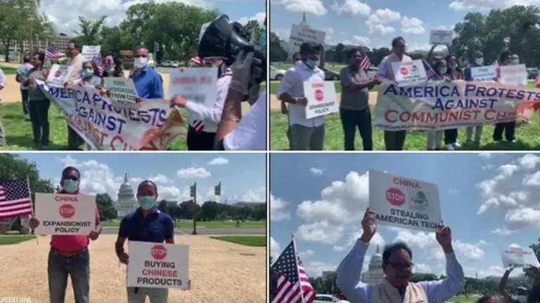 Indian-Americans protest China's aggression against India; human right violations of Uyghurs