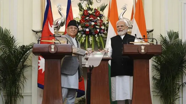 PM Modi, Nepal's Prachanda flag off cargo train from India to Nepal PM Modi Prachanda India Nepal