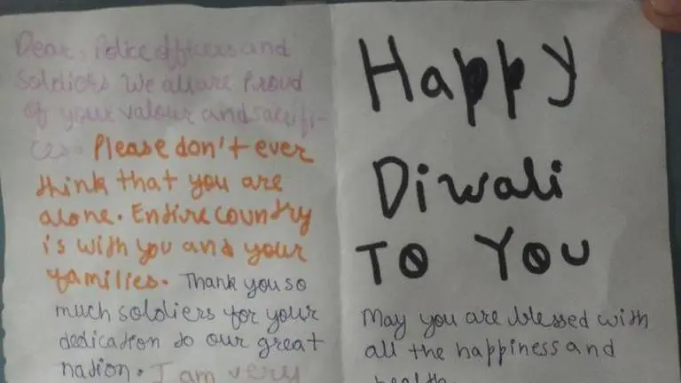 Proud of your sacrifices: Young girl thanks CISF soldiers on Diwali Diwali Card