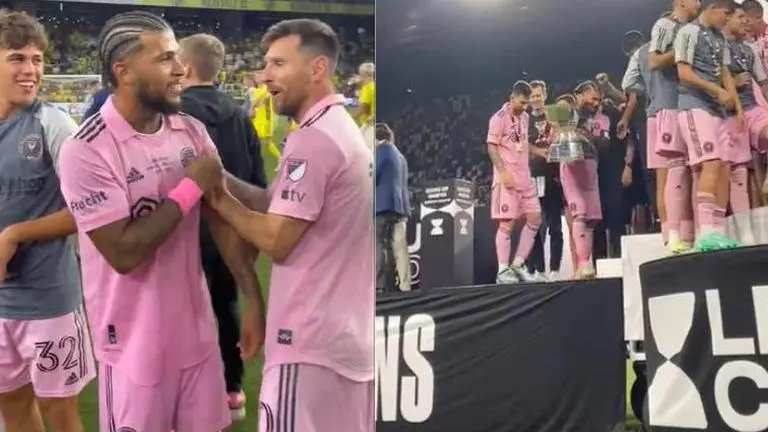 Lionel Messi invites Inter Miami's ex-captain to lift the Leagues Cup trophy - WATCH Lionel Messi