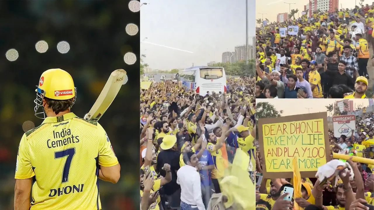 IPL 2024: MS Dhoni Mania! Lucknow turns a see of Yellow as CSK bus gets BLOCKED by fans CSK fans crowd bus for MS Dhoni