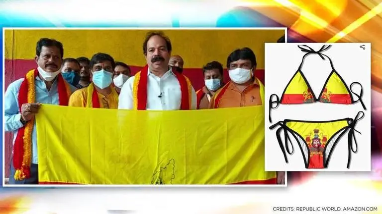 Karnataka Ministers lash out against Amazon Canada for 'Kannada flag bikini' insult Arvind Limbavali, Amazon product