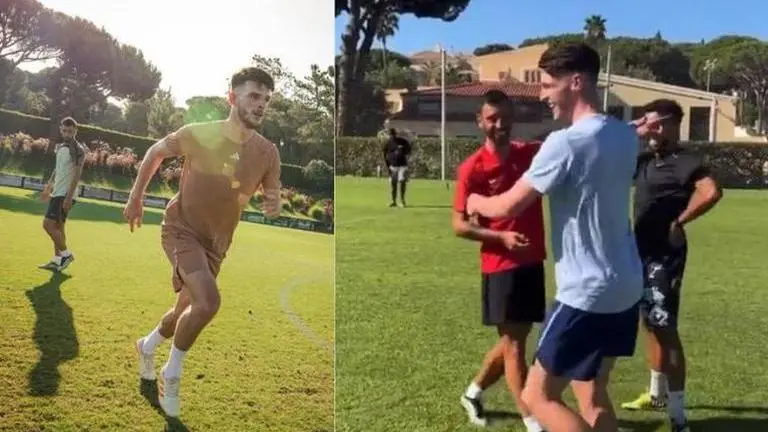 Bruno Fernandes leaves Declan Rice dumfounded with his technique during practice - WATCH Bruno Fernandes