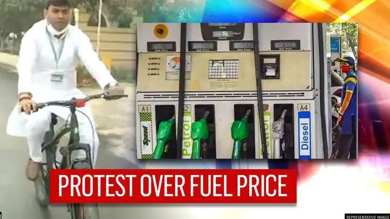 RJD MLA stages cycle ride to Bihar State Assembly to protest against fuel price hike