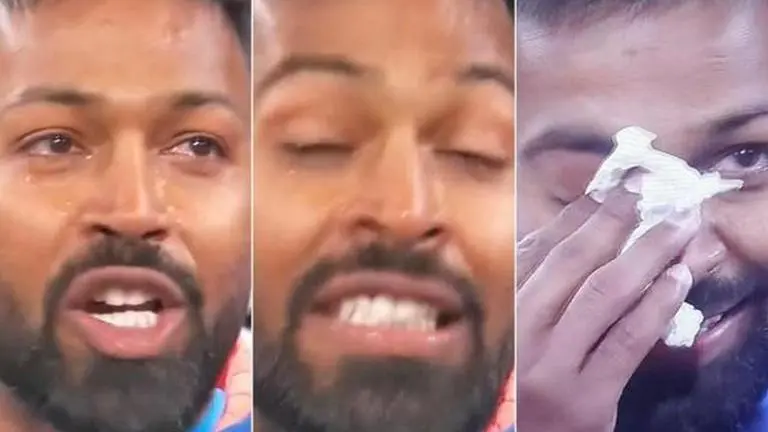 WATCH: Hardik Pandya breaks down in tears after helping India win against Pakistan World Cup T20, Hardik Pandya, India, Hardik Pandya bowling, T20 World Cup, Hardik Pandya crying, Hardik Pandya batting, India vs Pakistan, IND vs PAK
