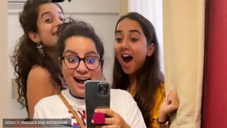 Mithila Palkar and Mallika Dua visit YouTuber pal Prajakta Koli & family in Thane; watch mithila palkar