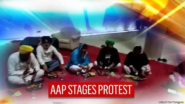 AAP MLAs stage sit-in protest inside Punjab Assembly; demand draft of new farm bill AAP