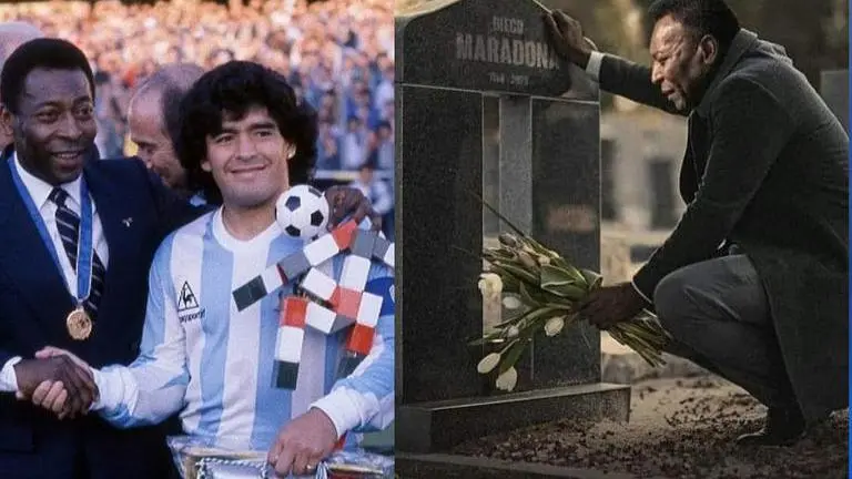 Fact Check: Viral image of Pele mourning at Maradona's grave is doctored fact check