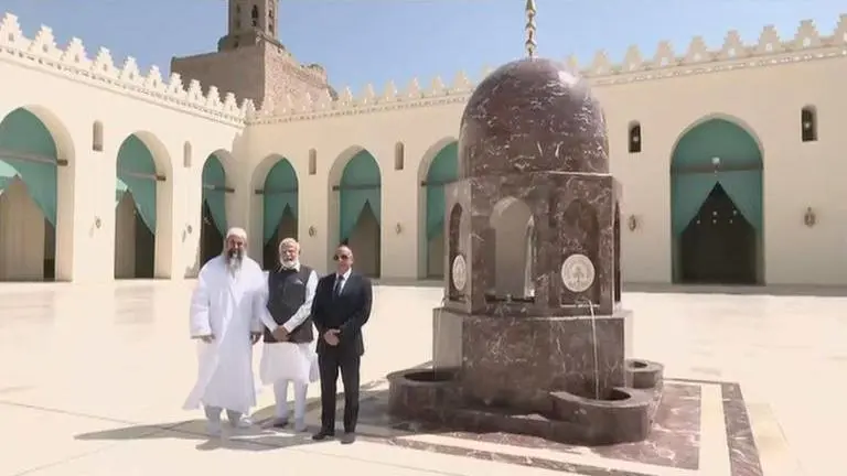 PM Modi visits Egypt's Al-Hakim Mosque, restored with help of Dawoodi Bohra community PM Modi