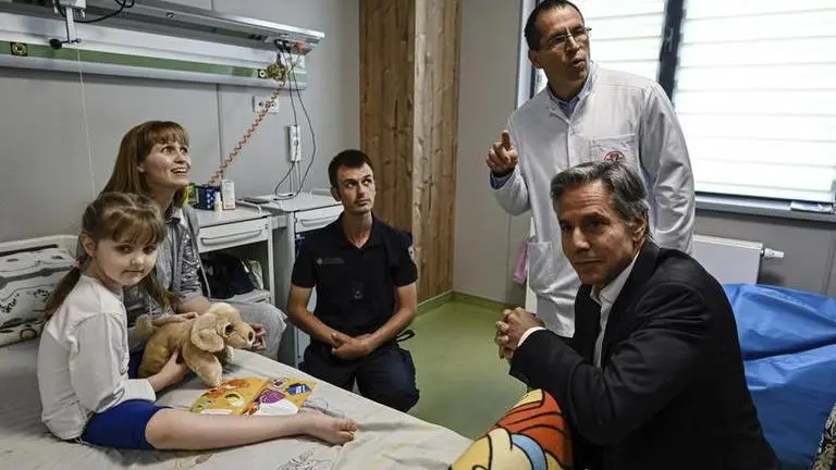 US State Secy Blinken makes surprise visit to Ukraine; meets children at Kyiv hospital US