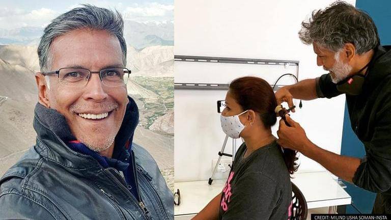 Milind Soman gives friend a haircut, donates hair to make wigs for ...