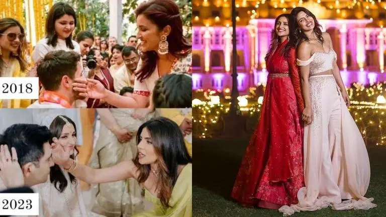 Priyanka Chopra performs bridesmaid duties at Parineeti Chopra-Raghav Chandha's engagement Parineeti Chopra