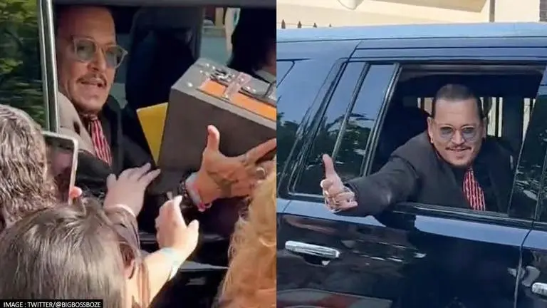 Johnny Depp's fans greet him with gifts & cards outside court amid trial with Amber Heard johnny depp