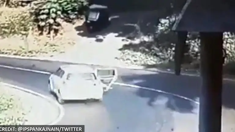 Chilling video shows child's miraculous escape after falling off a moving car Chilling Video