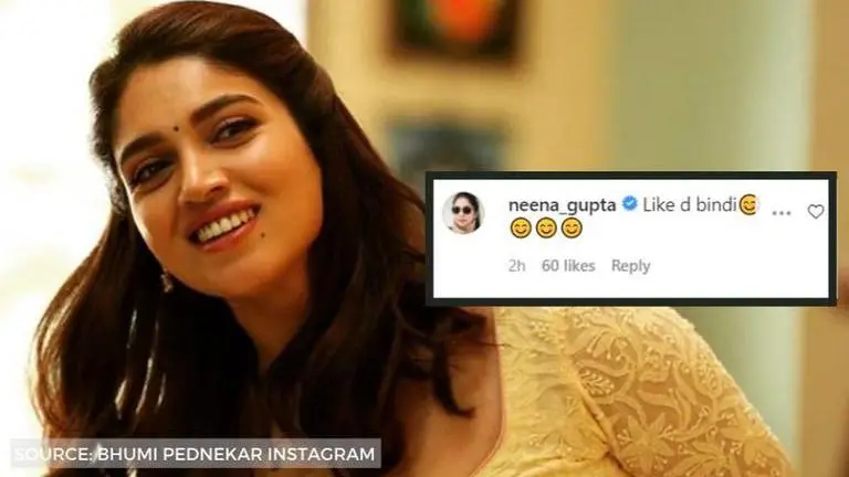 Bhumi Pednekar shares 'good morning' selfie, Neena Gupta compliments her bindi bhumi pednekar