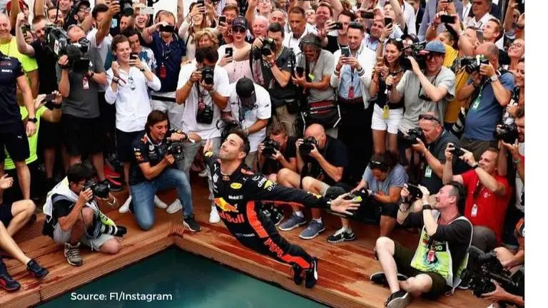 Red Bull racing fans get nostalgic with Daniel Ricciardo throwback Monaco GP celebrations Daniel Ricciardo's Monaco Grand Prix 2018 celebrations