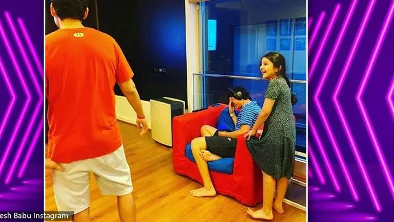 Mahesh Babu and his kids double up in laughter as he foils his son winning at his game Mahesh Babu