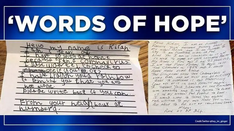 Good News: 5-year-old writes heartfelt letter to 93-year-old neighbour amid lockdown Coronavirus: 5-year-old writes to 93-year-old neighbour, amid lockdown