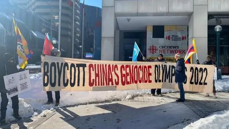 Belgium: Activists hold protest against China's anti-human policy ahead of winter Olympics Belgium