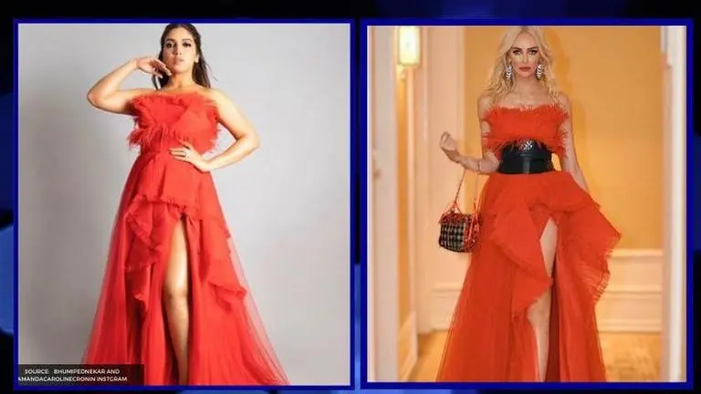 Bhumi Pednekar or Amanda Caroline Cronin: Who wore the feathered red gown better? bhumi pednekar