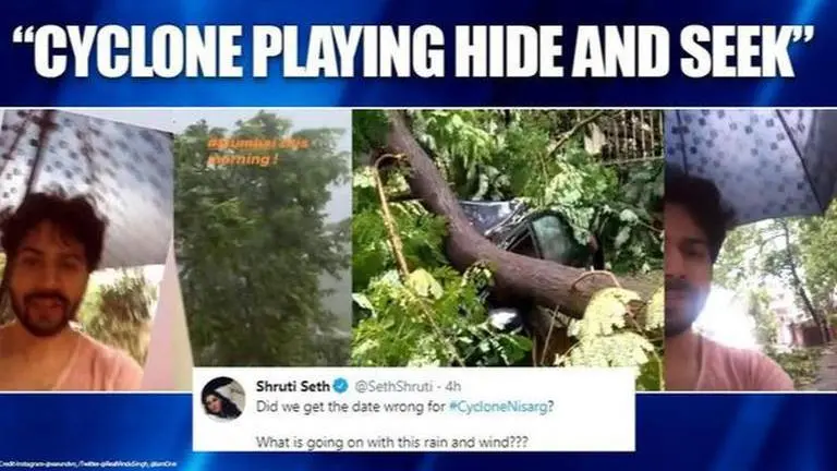 Stars ask if 'Cyclone Nisarga hitting us today' after rain, storm; post tree-fall videos Stars ask if 'Cyclone Nisarga hitting us today' after rain, storm; post tree-fall videos