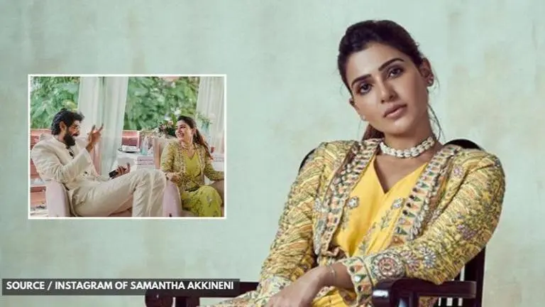 Rana Daggubati cracks a joke as he talks to Samantha Akkineni at his Haldi ceremony Rana Daggubati