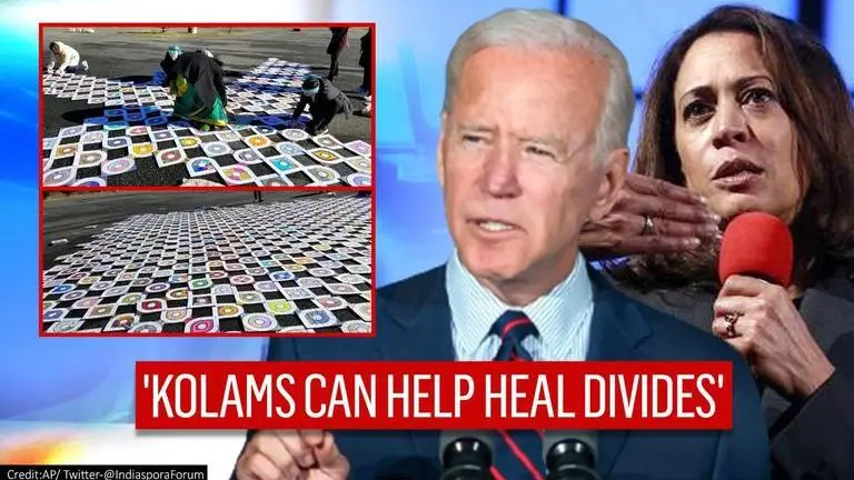 Indian diaspora making kolams outside Capitol Hill to welcome Joe Biden, Kamala Harris Indian