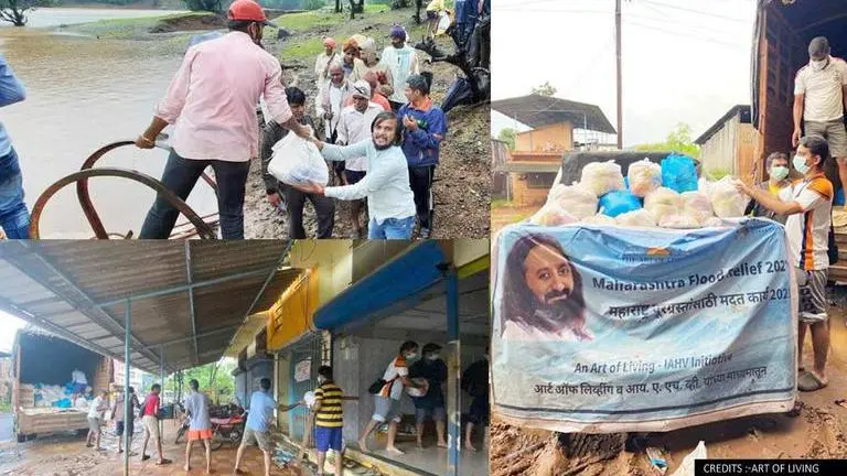 Art of Living, IAHV provide food, relief materials to flood-hit regions of Maharashtra Maharashtra
