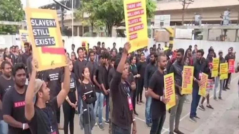 Hyderabad: People organise awareness walk against human trafficking Hyderabad