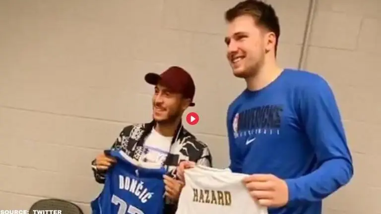 Luka Doncic and Eden Hazard's bromance on show after Mavericks edge Pelicans in thriller Luka Doncic
