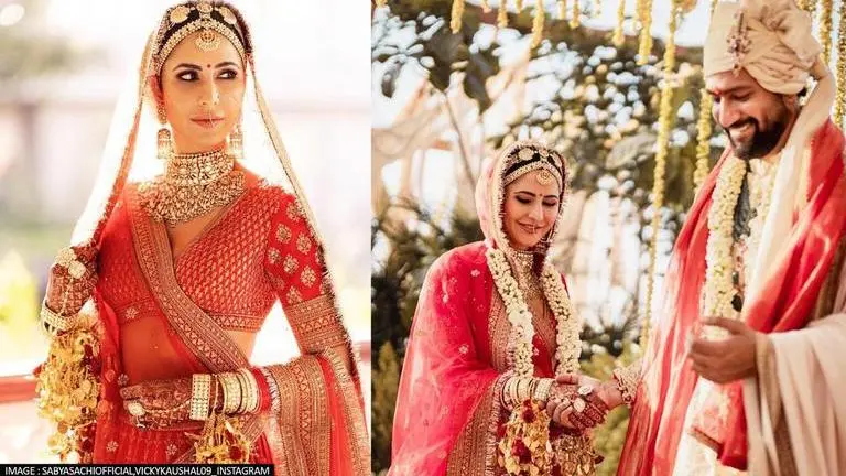 How Katrina Kaif's red bridal silk lehenga was a tribute to husband Vicky's Punjabi roots Katrina Kaif, vicky kaushal, katrina kaif's bridal wear, sabyasachi mukerjee, katrina kaif's lehenga a tribute to vicky's punjabi roots