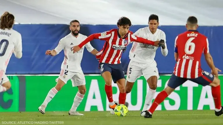 Atletico Madrid's Joao Felix kicks bench after being subbed off during Madrid derby; watch atletico madrid