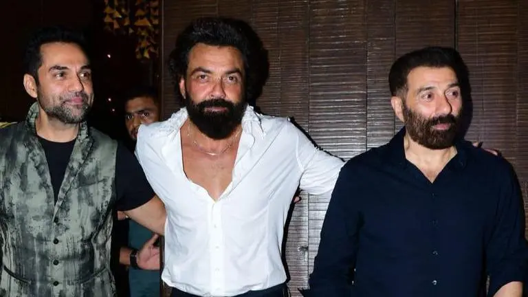 Karan Deol-Drisha Acharya roka ceremony: Sunny Deol poses with brothers Abhay and Bobby Karan Deol